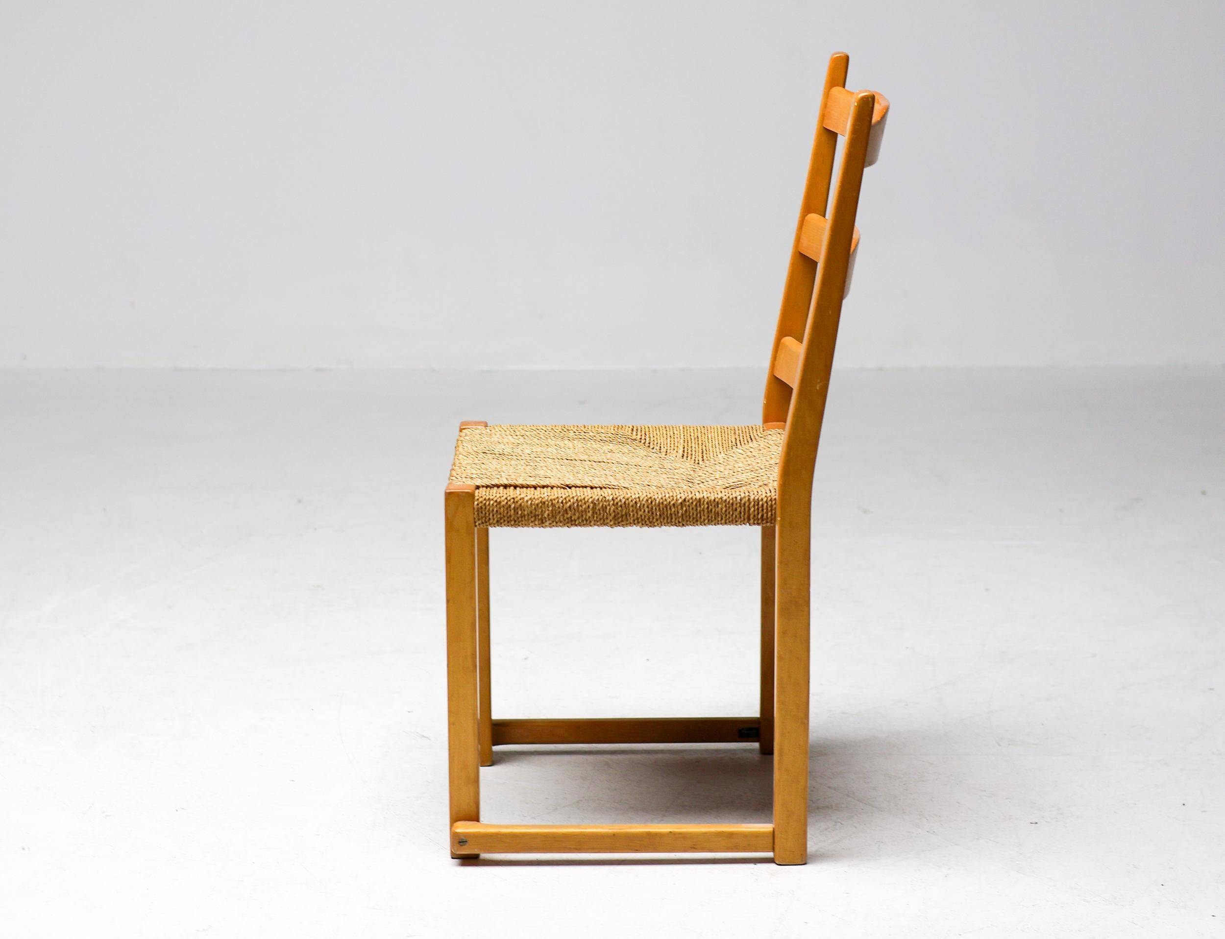 Stackable chairs Poul Volther Gemla Sweden in modern Scandinavian ash from the mid-20th century.