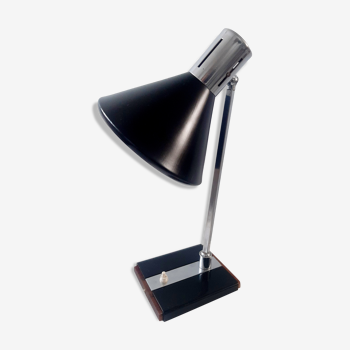 Lampe de bureau articulée en métal et bois