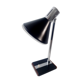Articulated desk lamp in metal and wood