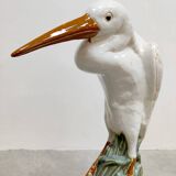 Vintage Italian ceramic crane bird XL Majolica