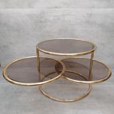 Table basse laiton 3 niveaux pivotants des années 1970 style de Milo Baughman Italie