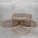 Table basse laiton 3 niveaux pivotants des années 1970 style de Milo Baughman Italie