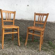 Pair of vintage curved wooden bistro chairs