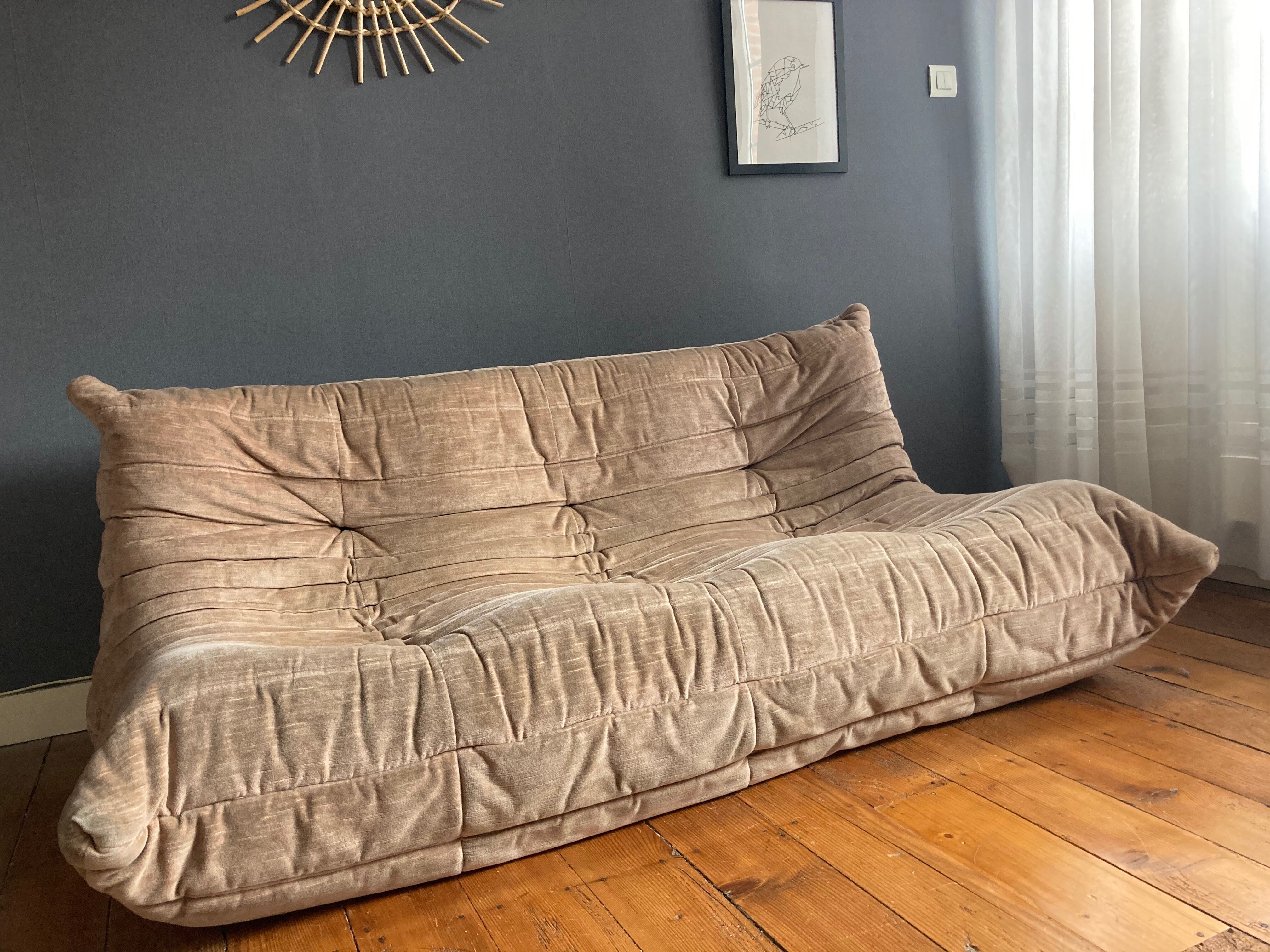 3-seater Togo velvet sofa