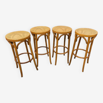 Set of 4 traditional cane stools