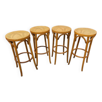 Set of 4 traditional cane stools