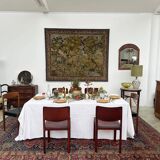 Tapisserie verdure dans le goût d’Aubusson sur châssis (214 x 176 cm)