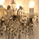 Chandelier with pendeloques tassels and glass pads