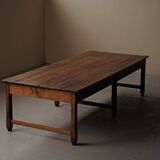 Large antique table in solid pine – France, around 1900