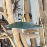 Vintage lampshade in green enamelled sheet metal, customizable