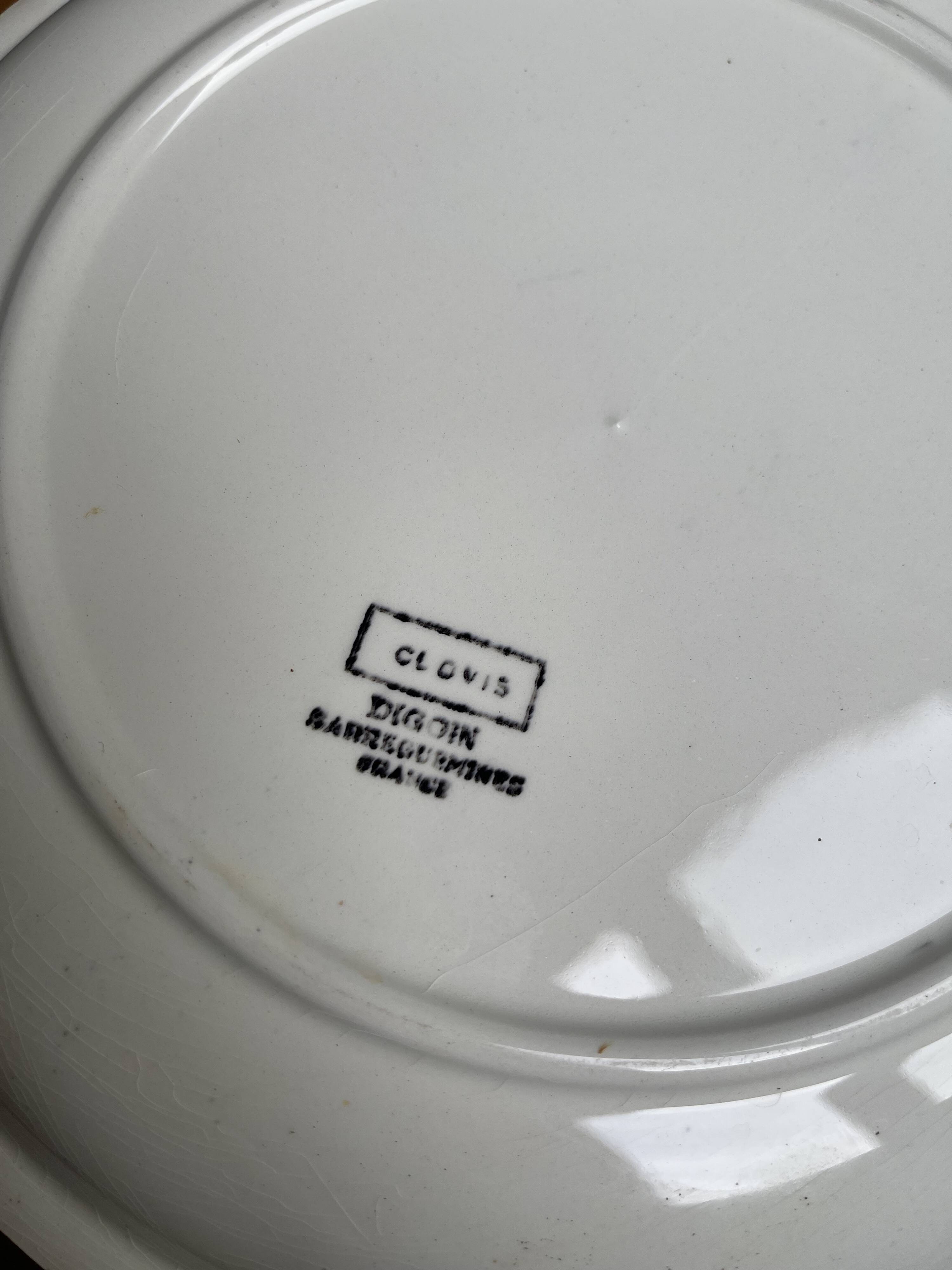 12 Digoin plates with brown flowers