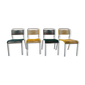Set of 4 vintage scoubidou chairs 70s