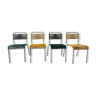 Lot de 4 chaises scoubidou vintage 70s