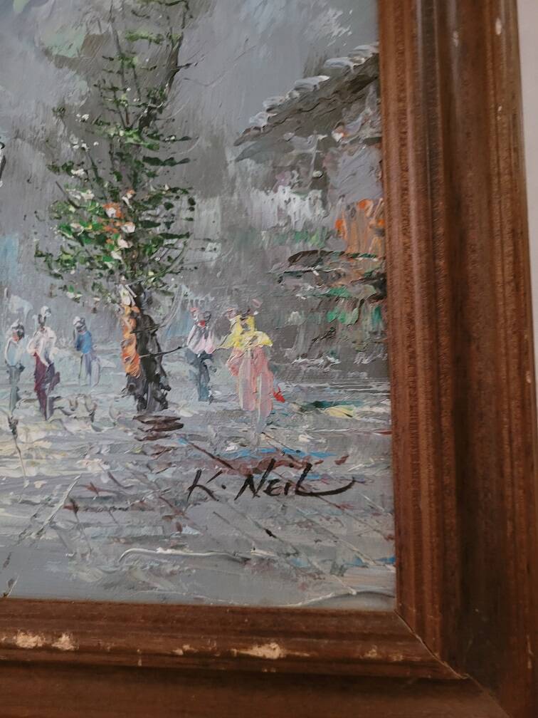 HST “Busy street in winter” by K. NEIL (20th century)