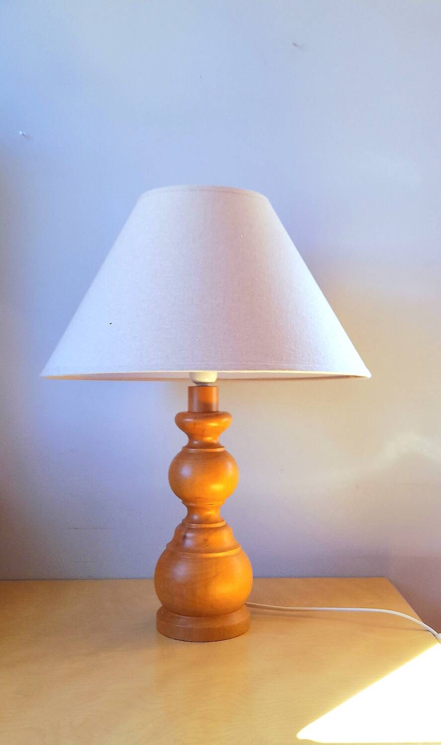 Scandinavian turned wooden lamp 60s