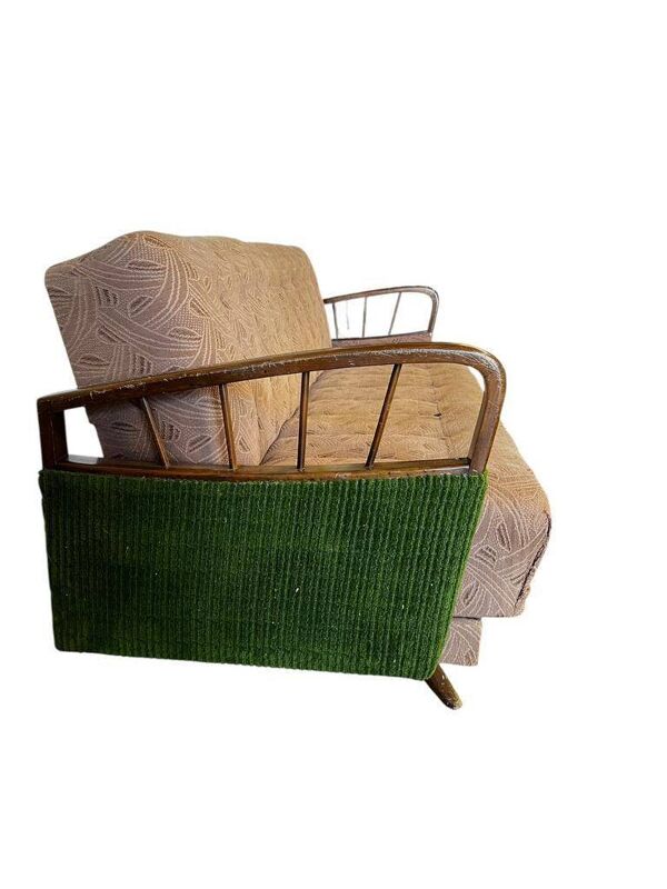 Canapé vintage vert beige / canapé-lit / fauteuil