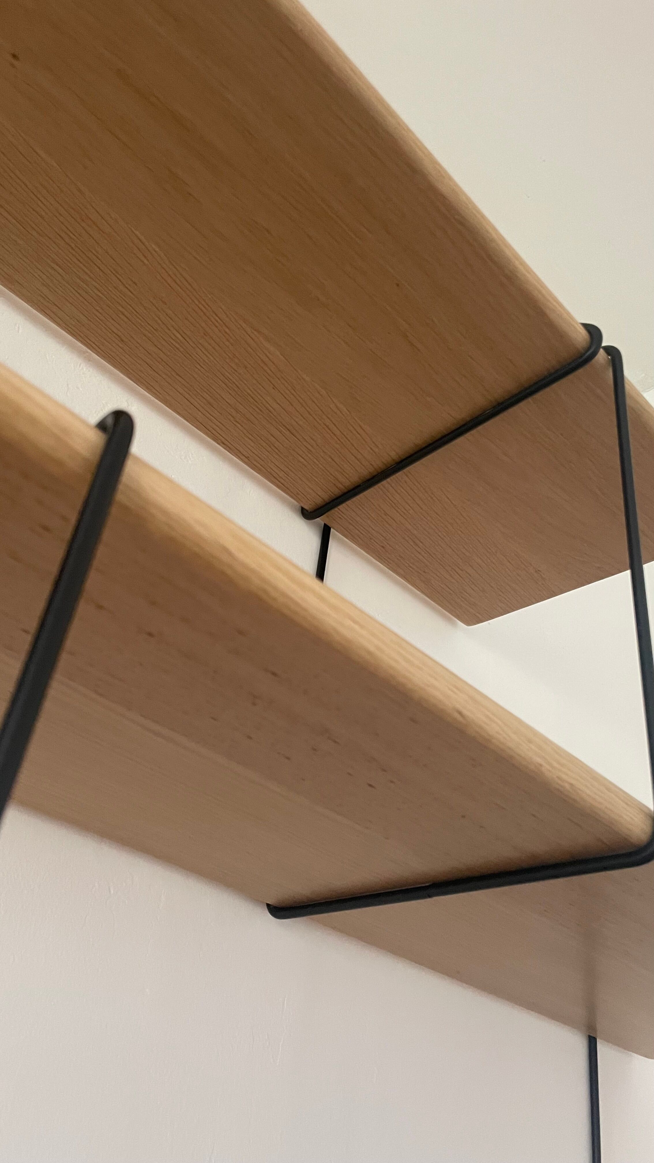 Scandinavian oak and steel shelf