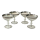 Etched silver rim cocktail coupe glasses set mid century barware