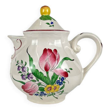 Small teapot KG Lunéville, model "Réverbère", tulip pattern.