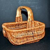Vintage woven rattan basket - small honey-colored children's basket