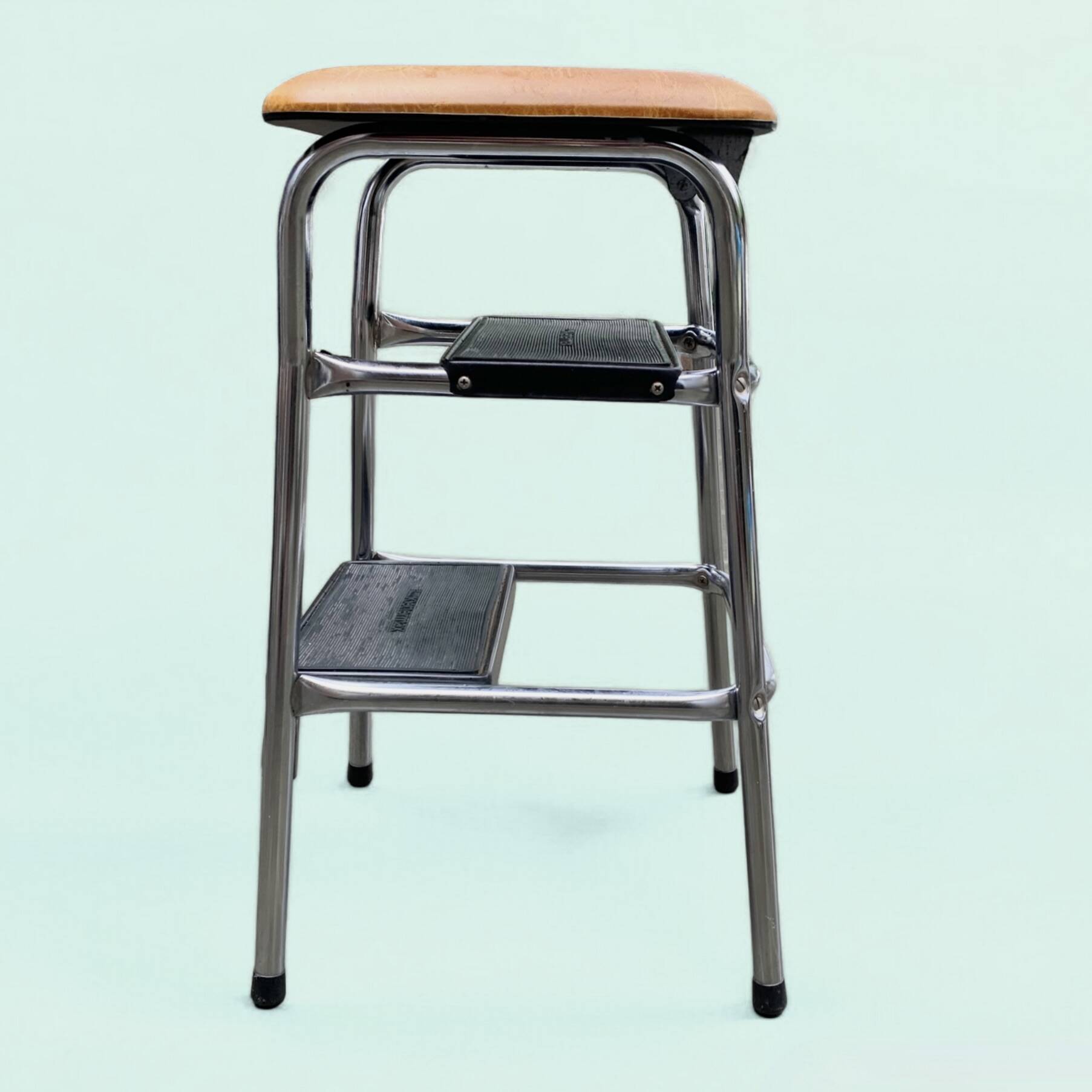 Vintage step stool in Skai and chrome metal - Hailo Klettermax