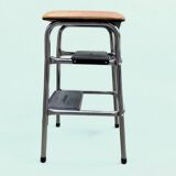 Vintage step stool in Skai and chrome metal - Hailo Klettermax