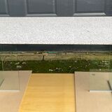 Dining table 70-80s in granite and tempered glass