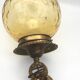 Chandelier vintage ceiling lantern in textured yellow glass and golden brass