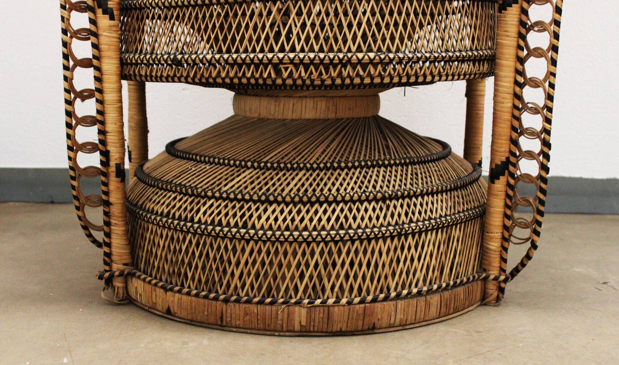 Vintage Emmanuelle de Kok armchair in wicker and bamboo 1970