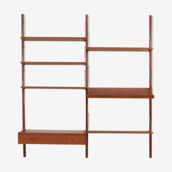 Danish teak wall unit with a desk and magazine tilted shelf