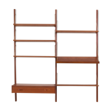 Danish teak wall unit with a desk and magazine tilted shelf