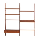 Danish teak wall unit with a desk and magazine tilted shelf