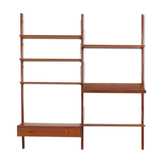 Danish teak wall unit with a desk and magazine tilted shelf