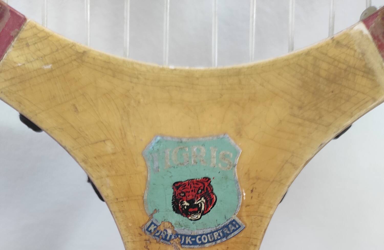 Vintage wooden tennis racket "Tigris" Courtrai, Belgium