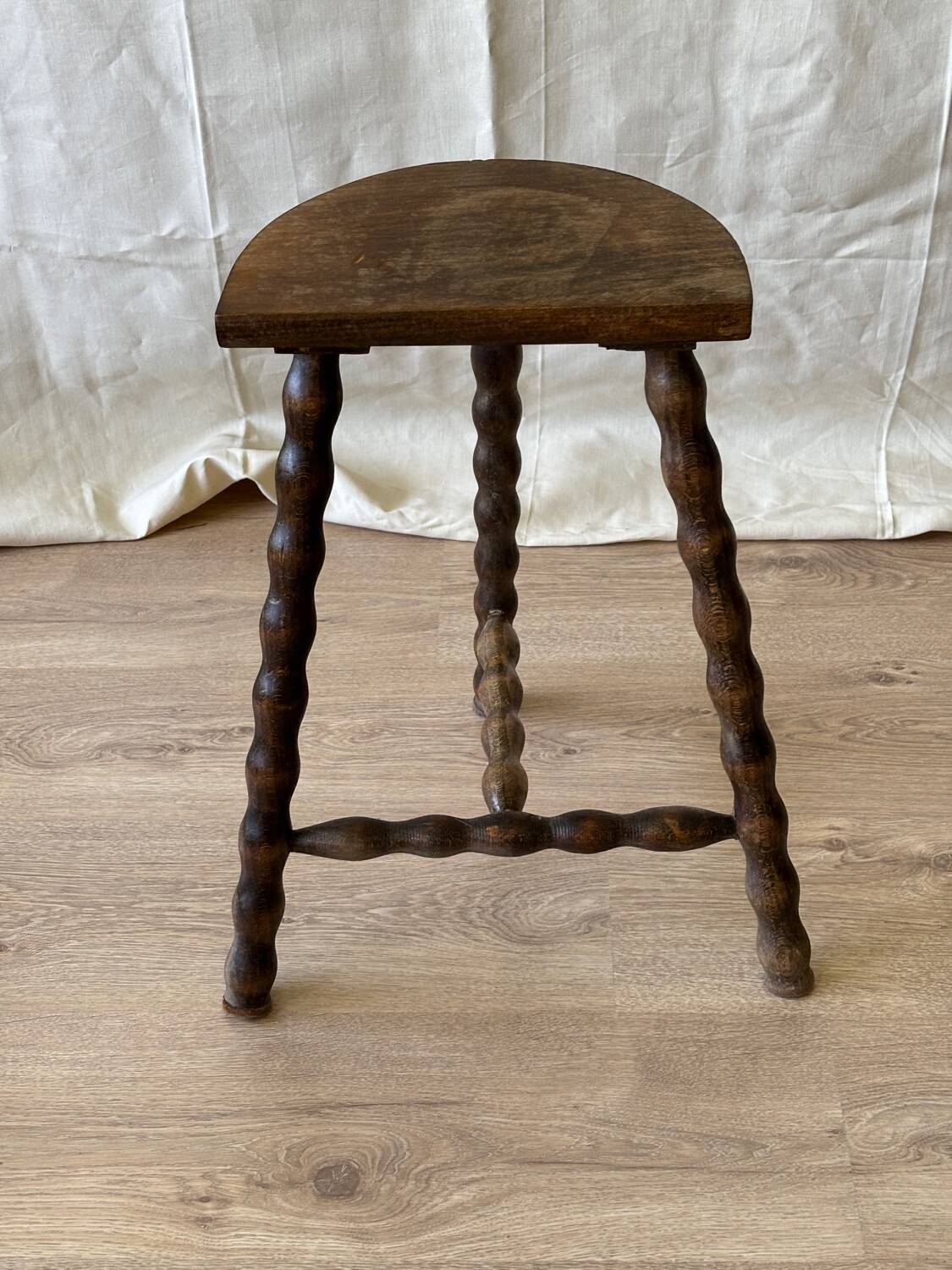 Turned wooden tripod stool 1950