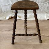 Turned wooden tripod stool 1950