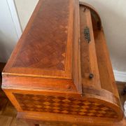 Cylindrical desk in cubic marquetry Louis XVI style late 19th, early 20th century