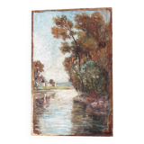 Oil on hardboard, riverside