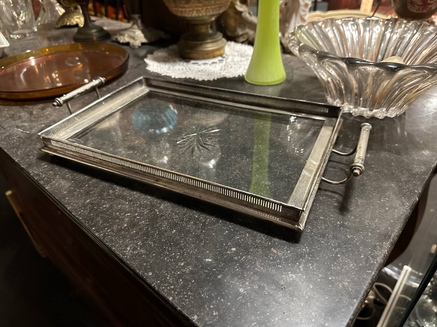 Silver metal tray
