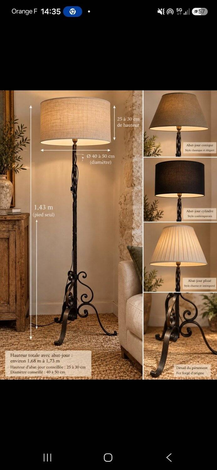 Wrought iron tripod floor lamp from the early 20th century – classical style