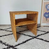 60s woven metal wicker bedside table