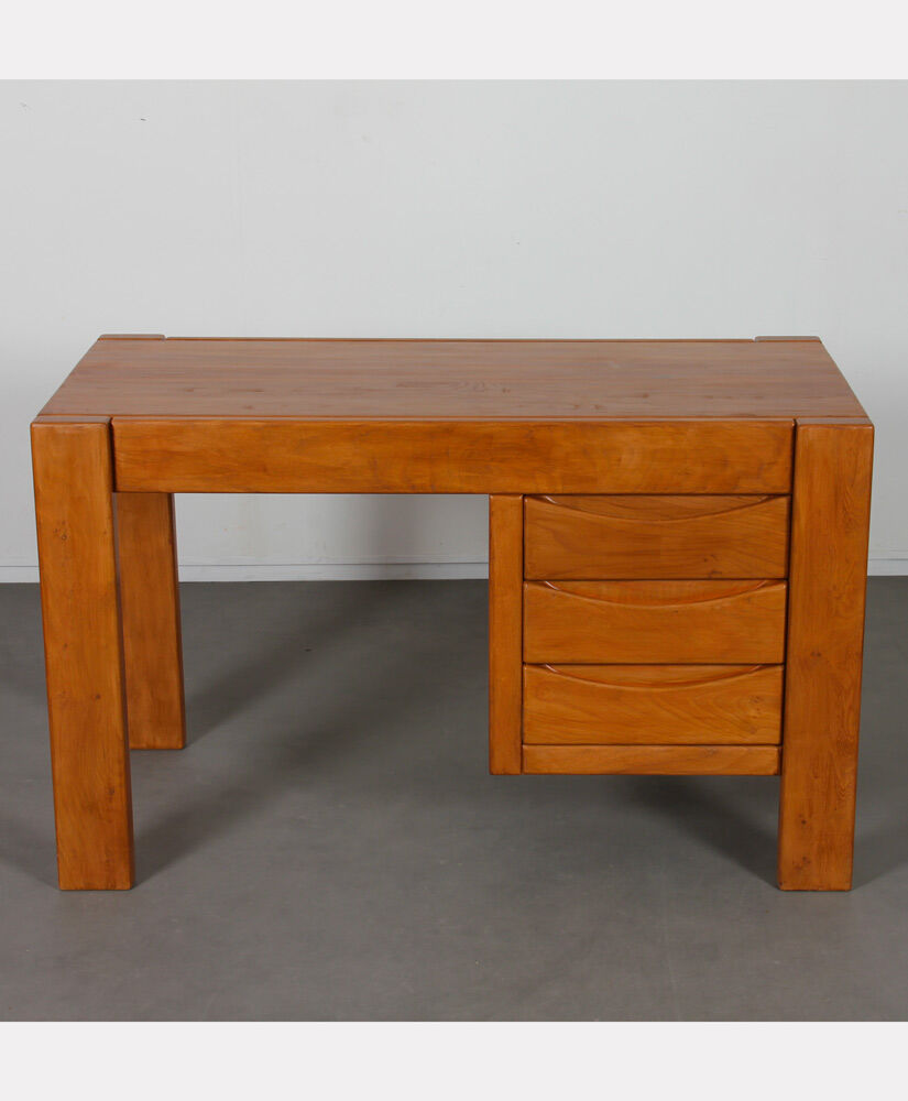Solid elm desk published by Maison Regain, 1980