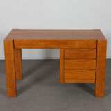 Solid elm desk published by Maison Regain, 1980