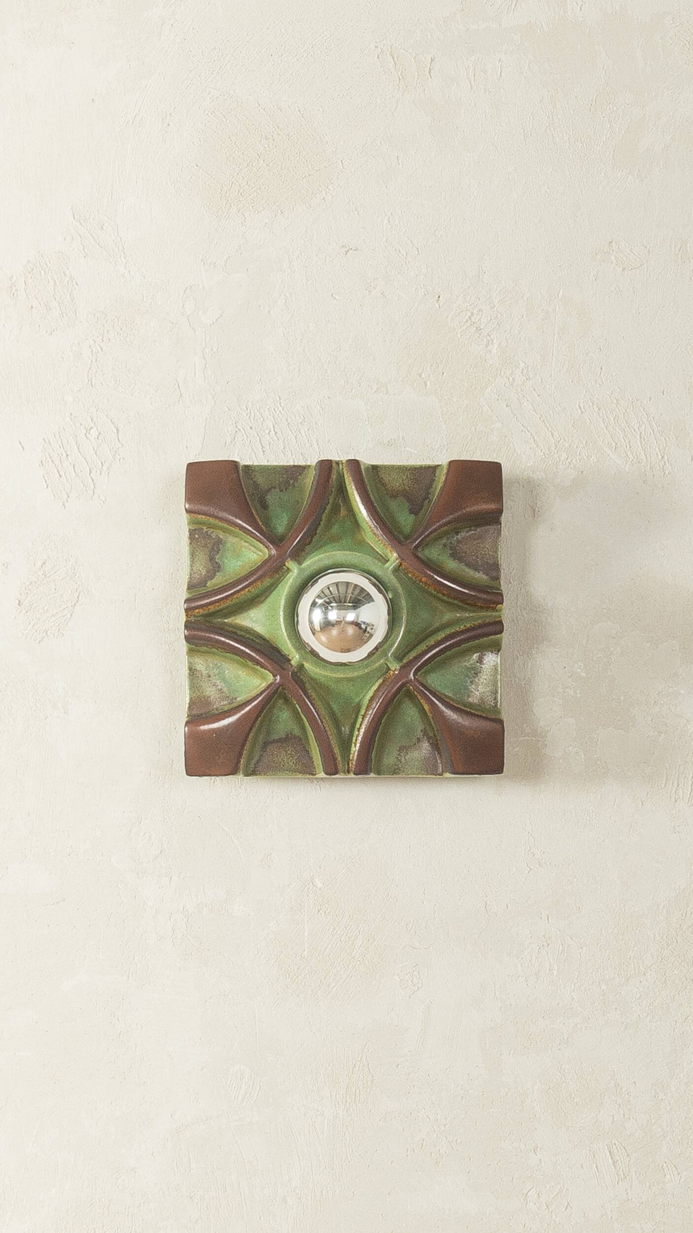 Ceramic wall lamp by Honsel, 1970s, Fat Lava glaze