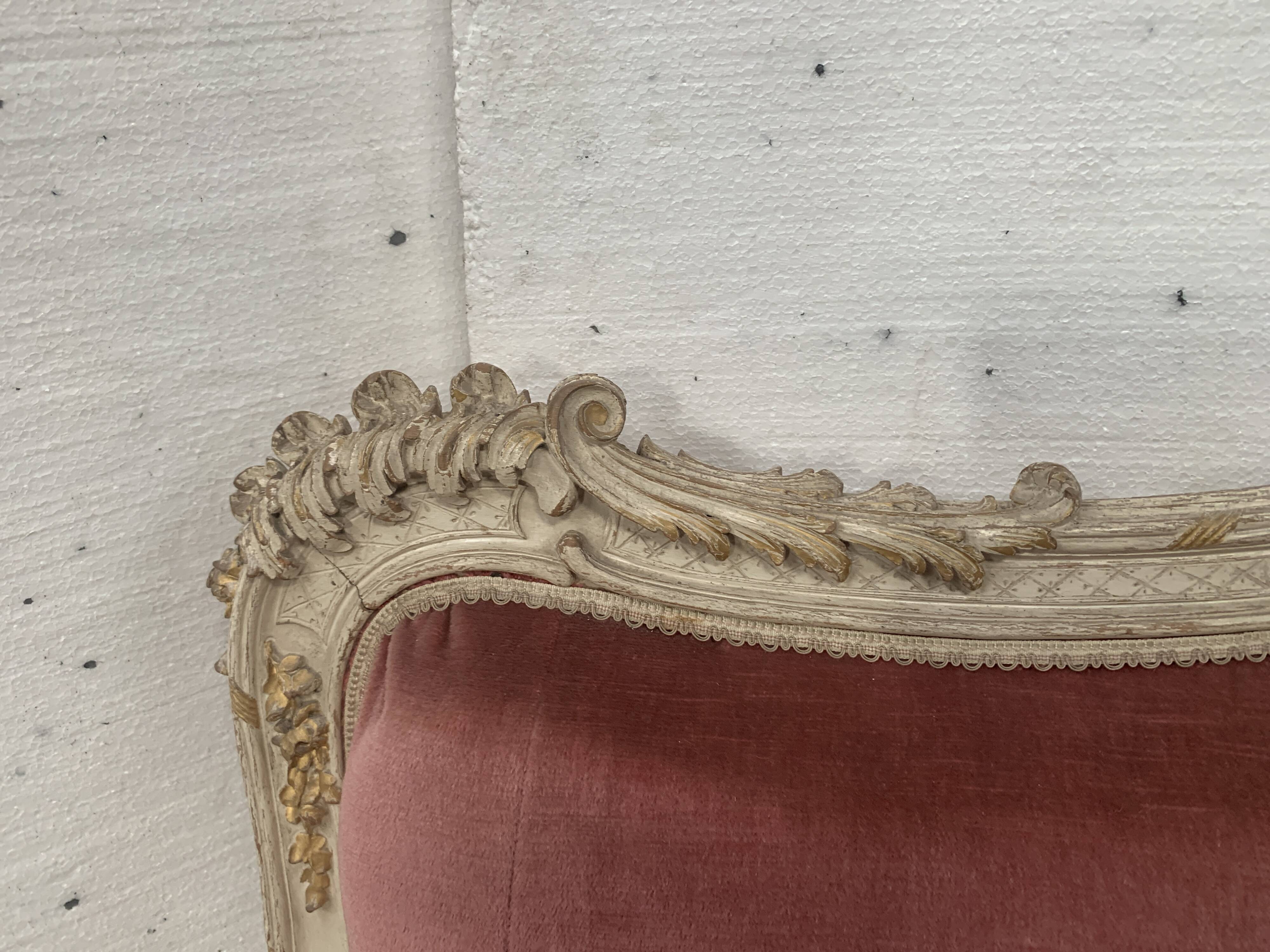 Louis XV style bench in lacquered and gilded beech, 20th century