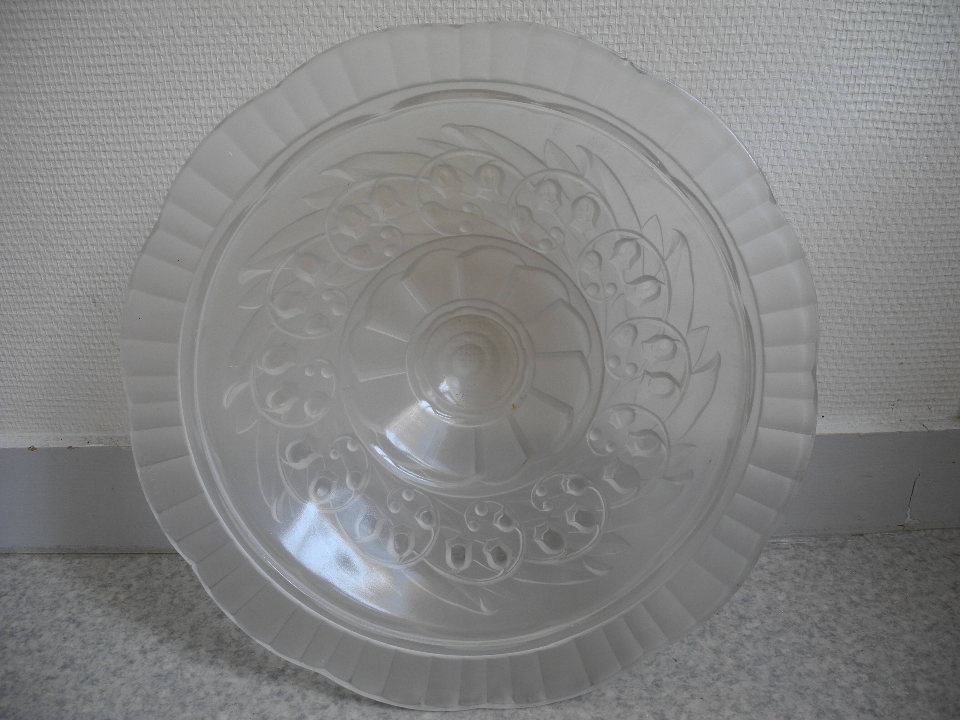 antique Art Deco Maynadier French glass chandelier basin