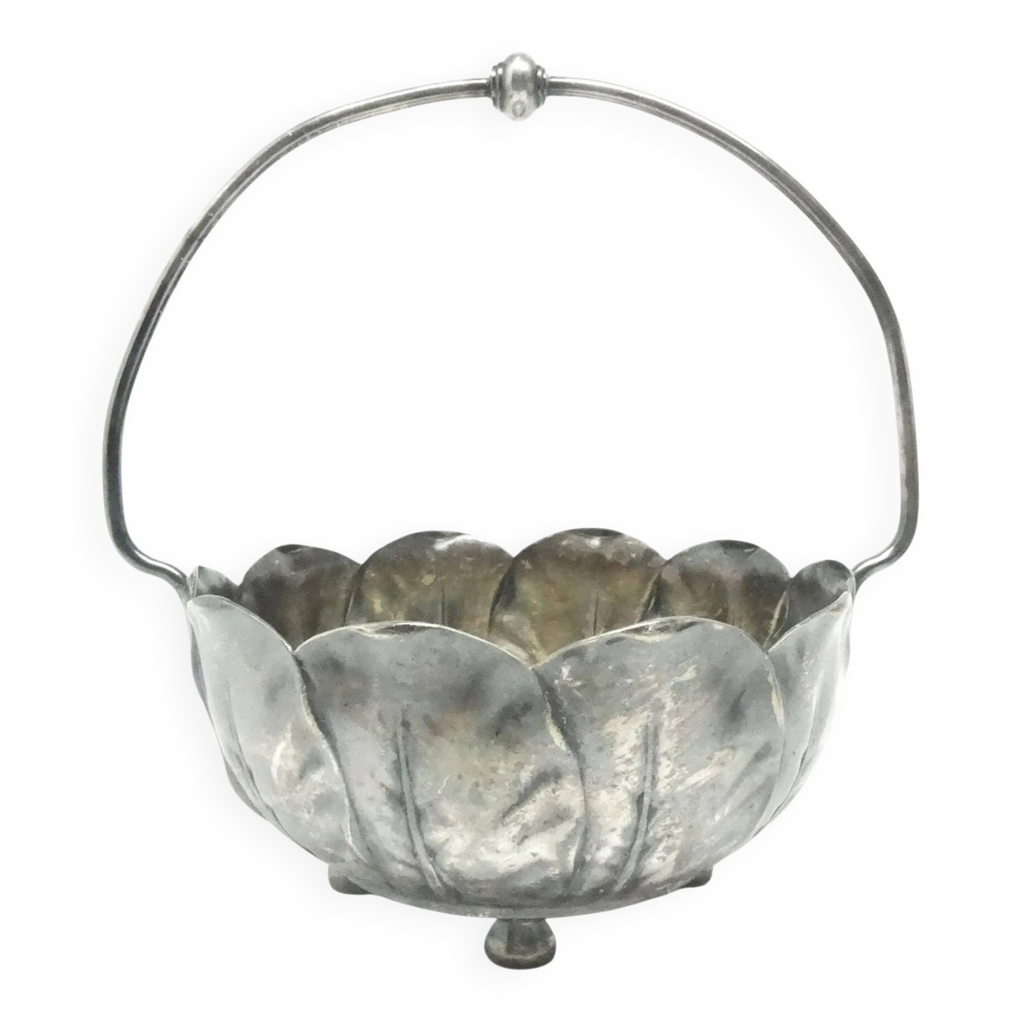 Sucrier Art Nouveau, en laiton argenté, frères Henneberg, Pologne, début du 20e siècle