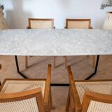 Rectangular dining table in Carrara marble 200x100