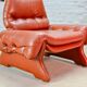Brutalist Sculptured Brazilian Style Cognac Leather Lounge Chair, 1970s