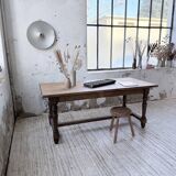 Farm table with turned legs, made of pine and birch, 180cm.